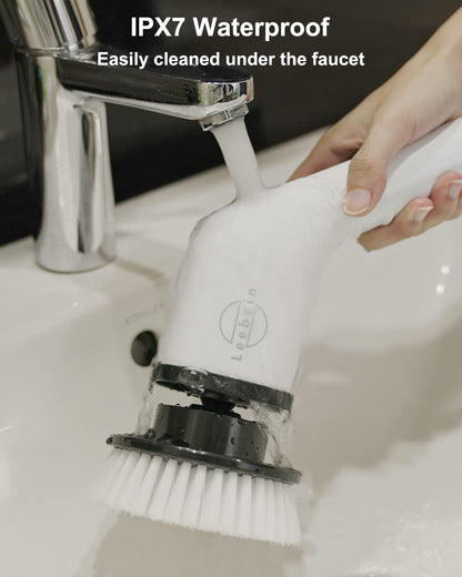 Nova Demand Spin Scrubber, Cordless Cleaning Brush with 8 Replaceable Brush Heads, Tub and Floor Tile 360 Power Scrubber Dual Speed with Adjustable & Detachable Handle for Bathroom Kitchen Car